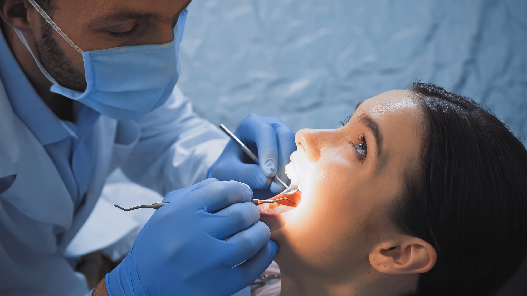 Woman getting checked for Same day Crowns midtown Manhattan