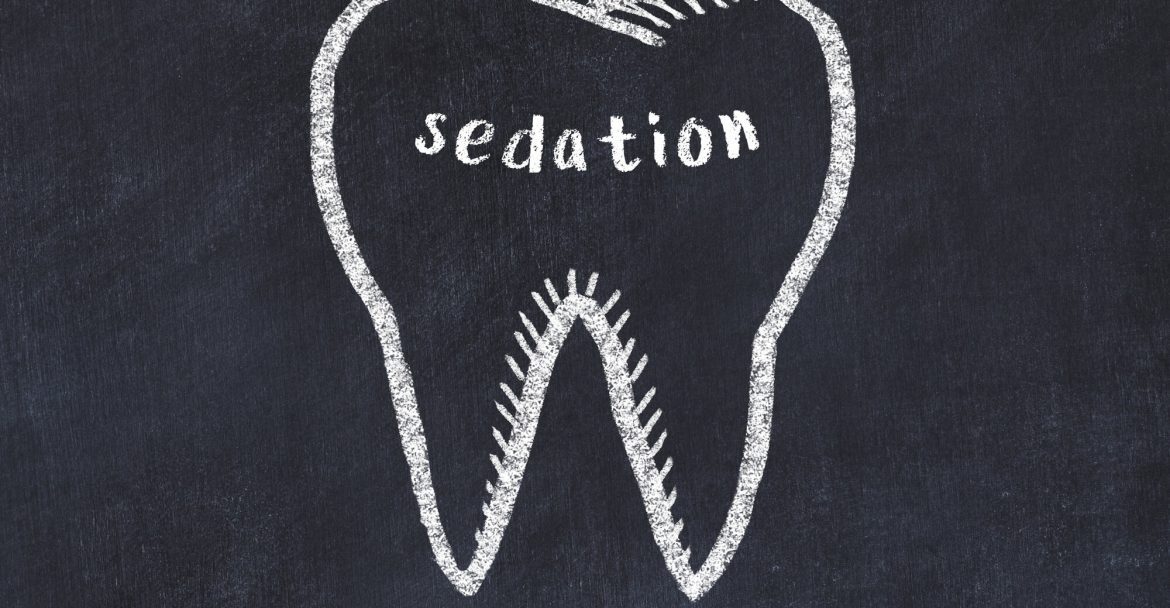 Sedation dentistry Gramercy park printed on tooth over black background
